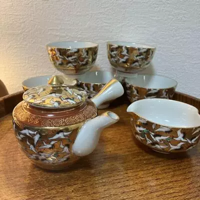 Buy Sencha Tea Ceremony Utensils Kutani Gold Emaki Tsuru Teapot Set • 97.77£