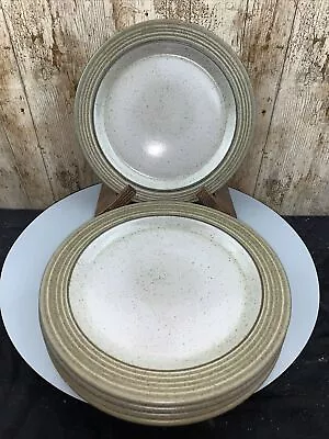 Buy Scottish Stoneware 10” 26cm Dinner Plates Speckled Oat Glaze & Ribbed Boarders • 24£