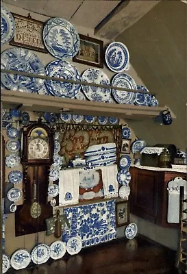 Buy Blue & White Dinnerware Plates Antique Clock 1909 Germany Vintage Postcard • 6.06£