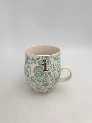 Buy Art Pottery Novelty Personalised  I  Tea Coffee Mug Light Teal Floral Ringed Det • 10.99£