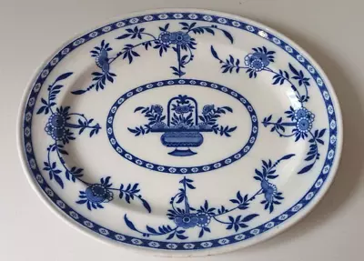 Buy Minton Blue & White Delft Oval Plate 13 1/4  X 10 1/2” Old Globe Registry Mark • 14.99£