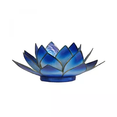 Buy Lotus Flower Tea Light Candle Holder Blue  • 12£