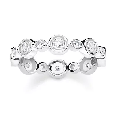 Buy Thomas Sabo Jewelry Women's Ring Silver Circles With White Stones TR2256-051-14 • 62.05£