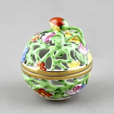 Buy Herend Porcelain Reticulated Basket & Cover Strawberry Finial 6214 1st perfect! • 75£