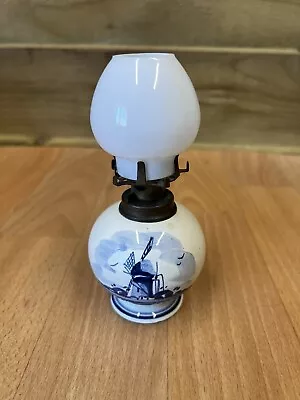 Buy Antique Delftware Oil Lamp Miniature Souvenir Blue & White Made In Holland . • 20£
