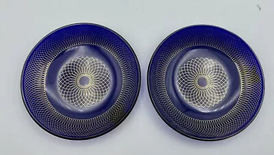 Buy Vtg MCM Svend Jensen Danish 3-1/8” Spirograph Style Spiral Dish Cobalt Gold Trim • 13£