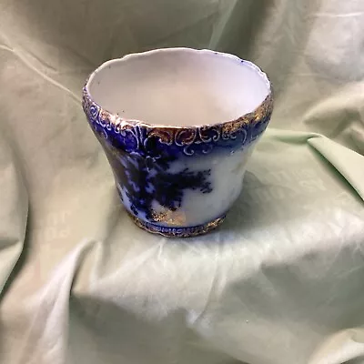 Buy Flow Blue  Pottery Planter, Blue White Gold  Plant Pot 5  Across Top 4 1/2  Tall • 8.99£