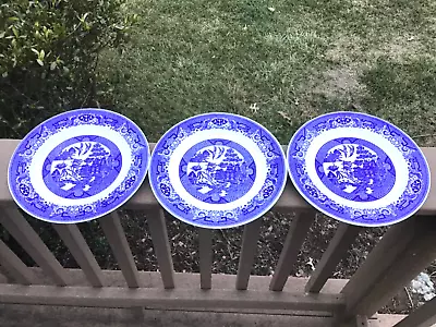 Buy Blue Willow Ware Royal China 10” Dinner Plates 1940s-50s SET OF 3 • 22.37£