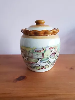 Buy Presingol Pottery Lidded Storage Jar Country Scene Sheep And Ducks • 15£