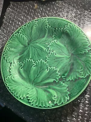 Buy Antique Majolica Pottery Leaf Vine Cabbage Green Plate Circa 1850 7.8” • 15£