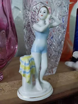 Buy Made In USSR . Soviet Porcelain LFZ. 1960.Figurine Young Bather  Swimmer  Girl . • 111.83£