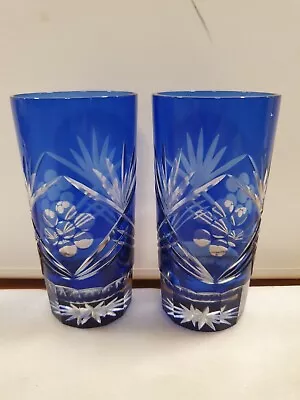 Buy 2 X Bohemian Cut Glass Small Tumblers H12cm X W5cm No Damage  Vgc • 20£