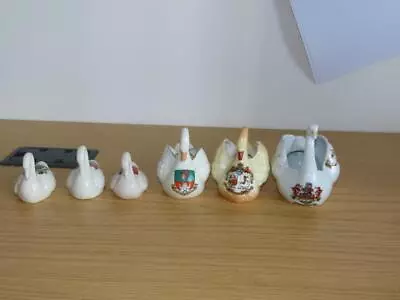 Buy BC937: Small Collection Of 6 Crested Ware Swans • 15£