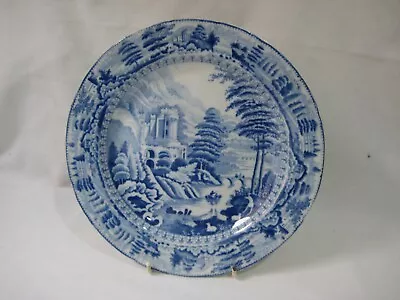 Buy Pearlware Blue And White Transferware Dinner Plate - Scene After Claude Lorraine • 30£