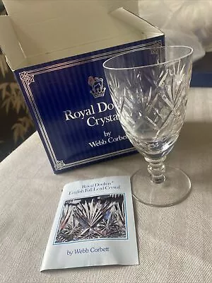 Buy 2 Royal Doulton Lead Crystal “Georgian”Wine Glasses Boxed New Vintage Long Stem • 30£