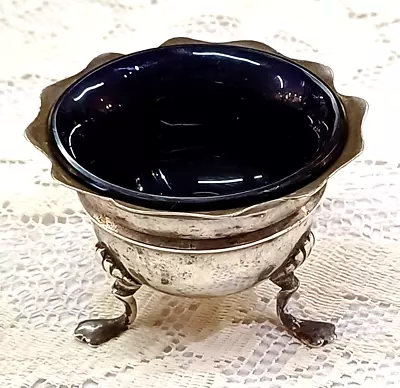 Buy Antique Sterling Silver Open Salt. Cobalt Blue Glass. Edward Barnard & Sons 1904 • 24.99£