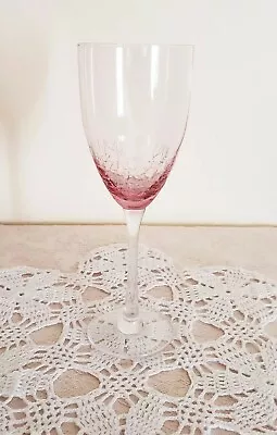 Buy Unique Pink Blush Ombre Crackle Wine Glass  • 8.85£