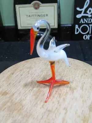 Buy A Vintage Murano Art Glass Miniature Animal Figurine - Stork Bird (baby) Vgc • 6£