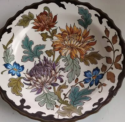 Buy Gouda Charger Platter Vtg Chrysanthemum Floral Wall Mounted 31cm Ceramic Read • 75£