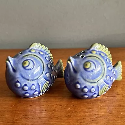 Buy Vintage Blue Pottery Fish Salt And Pepper Pots Bitossi Style • 14£