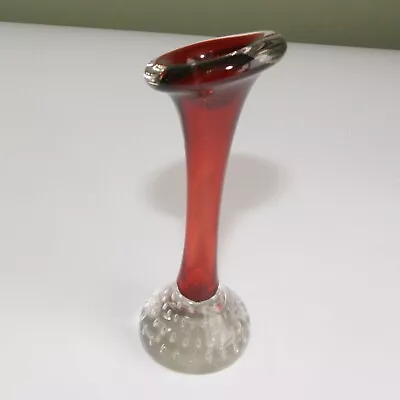Buy Vintage 1960’s Swedish Handblown Glass Art Ruby Red Bud Vase By Aseda Glasbruk • 9.99£