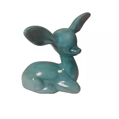 Buy Cute Vintage Turquoise Anglia Pottery Signed Faun / Deer Figurine With Big Ears • 12.99£