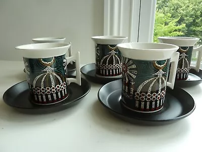 Buy SET OF 5 MAGIC CITY COFFEE MUGS AND SAUCERS 60's PORTMEIRION SUE WILLIAMS ELLIS • 19.99£