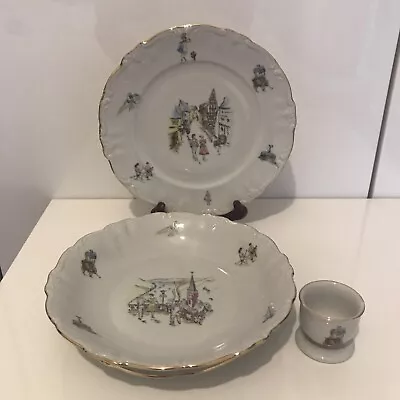 Buy Vintage Vinterling Bavarian Made Sett Of Plates Romantic Couple Walking In Town • 25£