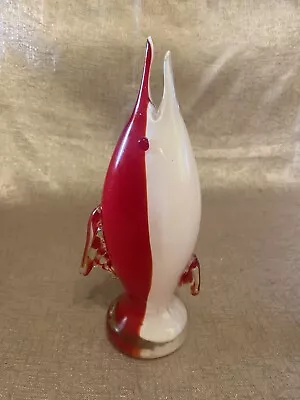 Buy Vintage 1960s MURANO Glass Stylised Swordfish Vase Striking Red & White 23cm • 29.99£