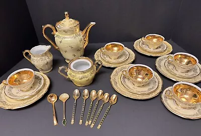 Buy Vintage Hutschenreuther Arzberg Bavaria Ingeborg Gold Tea Set • 93.36£