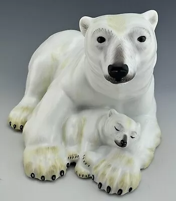 Buy 🦋 MINT HEREND Large Classic Kingdom Polar Bear Pair Natural Figurine • 371.84£