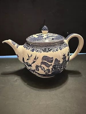 Buy Johnson Brothers England Willow Blue Teapot With Lid - Older Mark Excellent Cond • 64.30£