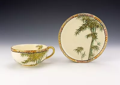 Buy Antique Japanese Satsuma Pottery - Bamboo & Gilt Decorated Cup & Saucer • 9.99£