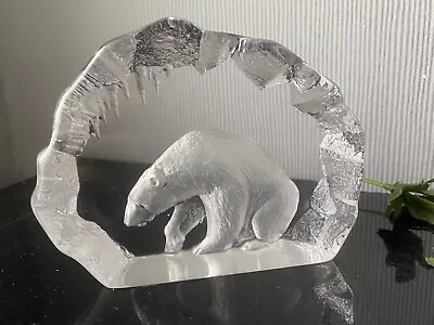 Buy Crystal Animal Polar Bear Glass Art Clear Heavy Paperweight Signed Mats Jonasson • 15£