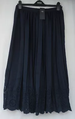 Buy Ladies Marks And Spencer Navy Broderie Anglaise Patterned Skirt Size 12 • 26.50£