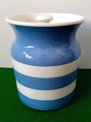 Buy T G Green Cornishware Blue & White Plain Storage Jar - Vintage Green Shield • 25£