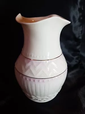 Buy Beleek  ~ Ireland ~ Pink On Cream 6” Tall Vase ~ Gold Stamp 7th 1980-1993 • 2.99£