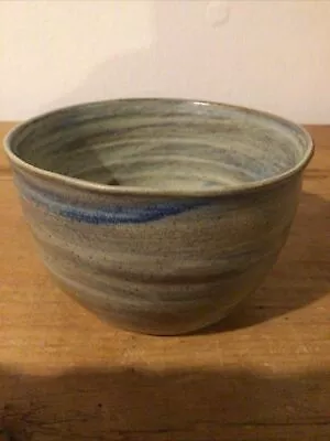 Buy Studio Art Pottery Bowl Hand Thrown Brown Blue Earthenware Glaze Artist Signed  • 10£