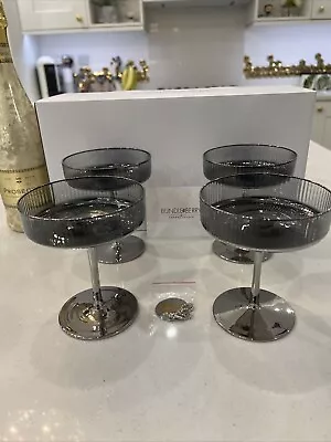 Buy Bundleberry By Amanda Holden Set Of 4 Fluted Coupe Champagne Glasses Grey New • 29.95£