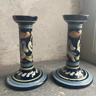 Buy 2 X Vintage Antique ALLER Or ALLER VALE  Pottery Candle Stick Or Candle Holders • 24.95£
