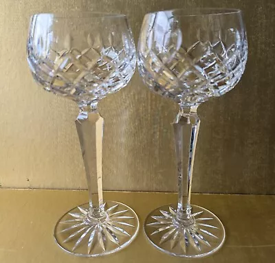 Buy 2 18.5cm VGC High Quality Vintage Waterford Crystal Lismore Hock Wine Glasses B • 29.99£