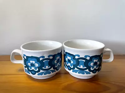 Buy PAIR VINTAGE STAFFORDSHIRE POTTERY IRONSTONE FLORAL TEA COFFEE MUGS CUPS 60s 70s • 18£