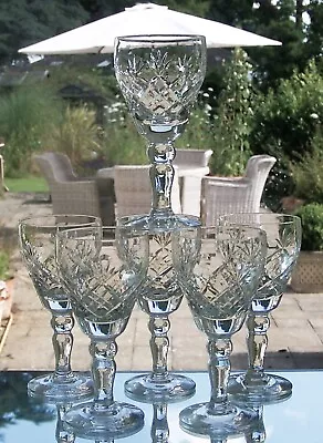 Buy 6x ROYAL BRIERLEY Pear Bowl Lead Crystal ELIZABETH Cut Port Sherry Glasses 90ml • 30£