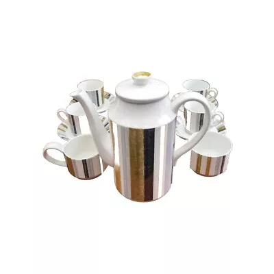 Buy  Coffee Tea Set  Midwinter Queensbury Stripe 16 Pieces Black Brown Stripe • 23.99£