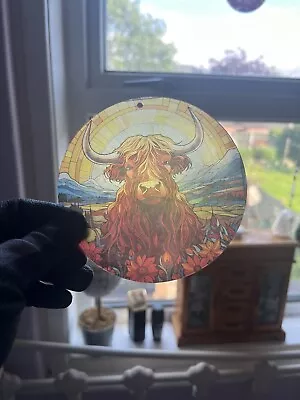 Buy Highland Cow Stain Glass Effect Sun Catcher, Gift Ideas, Sun Catcher • 5£