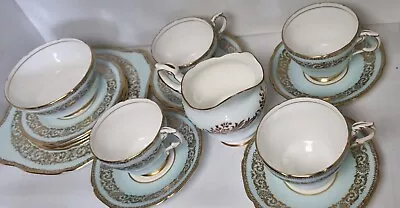 Buy Very Rare Paragon Tea And Cakes Set Of 4 Royal Warrant Green Gilded Bone China • 119.54£