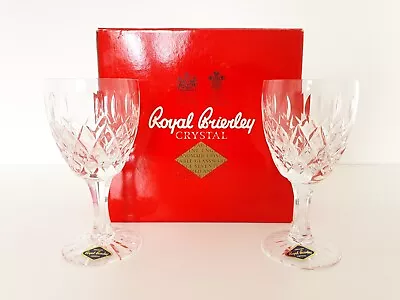 Buy 2 X Royal Brierley Gainsborough Cut Wine Glasses Brand New In Box Labelled DB1 • 43.99£