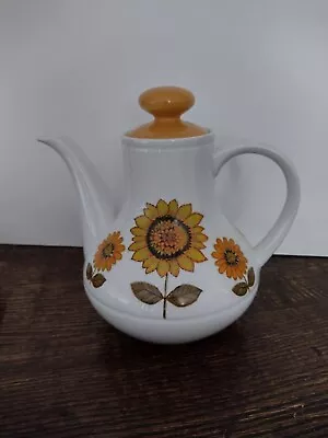 Buy Vintage 1970s ALFRED MEAKIN Sunflower Pattern White Ironstone Pottery Teapot • 20£