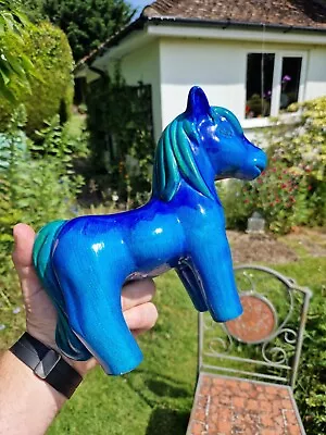 Buy Vintage Italian Pottery Horse Beautiful Blue Crackle Glaze Maybe Bitossi Signed • 199.99£