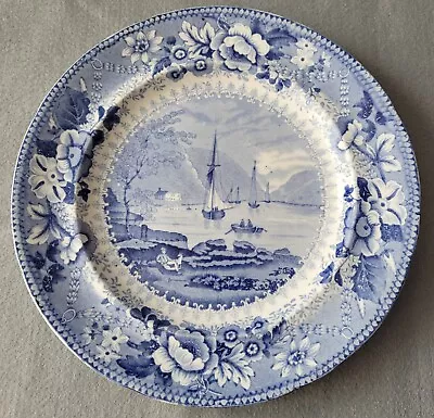 Buy Poultney & Allies Bristol St Vincent's Rocks Pearlware Dinner Plate 1 1825-30 • 30£